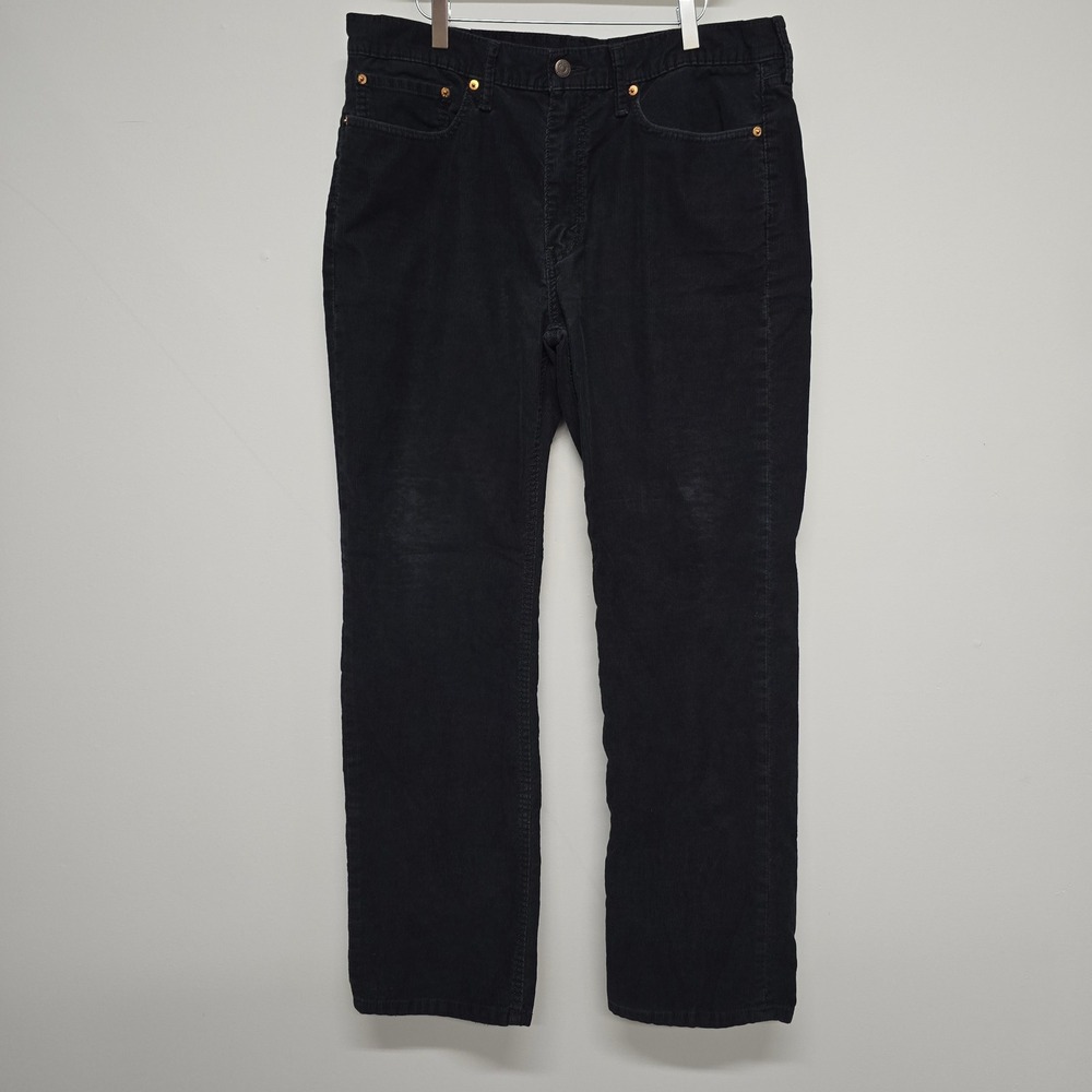 Levis 514 Straight Pants Mens 36x32 Black Cotton Corduroy Classic Academia